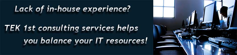 Lack of in-house experience? TEK1st consulting services helps you balance your IT resources!